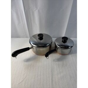 Revere Ware 2 Qt. / 1 Qt. Sauce Pots Lot Of 2  Copper Clad Bottom W/ Lids